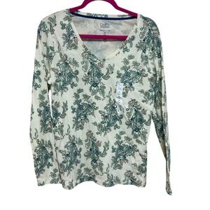 Croft & Barrow The Classic Tee‎ Women's Long Sleeve V-Neck Floral Paisley Top